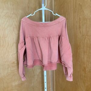 Blue‎ B Collection Coral Orange Peasant Top Womens Size L Cropped